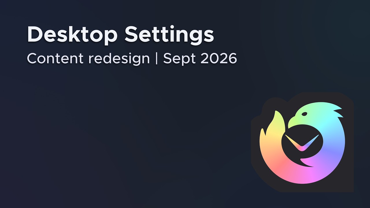 Thunderbird Desktop Settings Research - September 2026