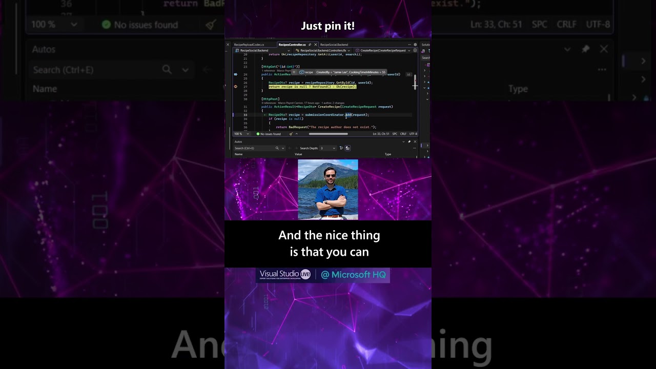 Pin It in Visual Studio #visualstudio