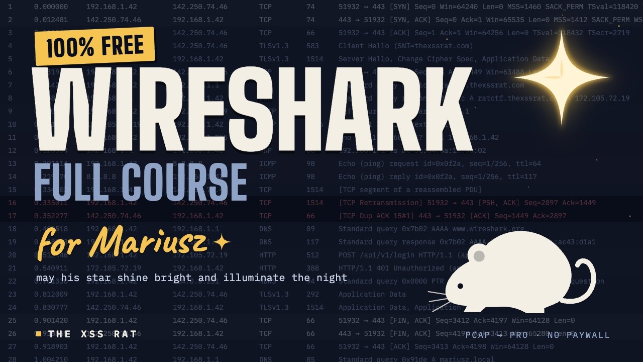 Fully FREE Wireshark Course In Honour Of Mariusz. May His Star Shine Bright And Illuminate The Night