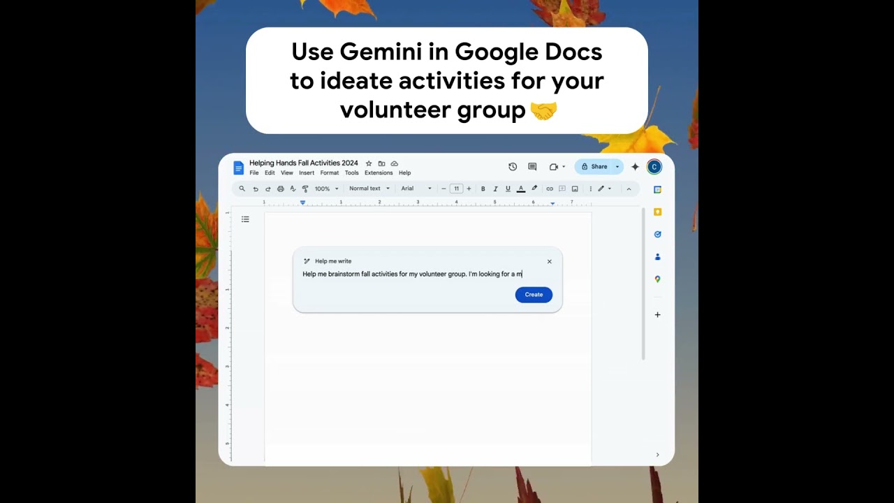 Find the perfect mix of fun and service for your volunteer group with Gemini in Google Docs🍁 #Shorts