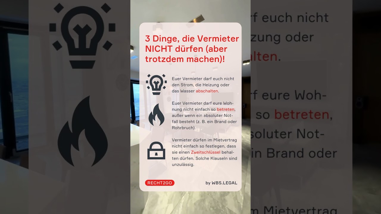 Was euer Vermieter macht, aber eigentlich gar nicht darf!​ ☝️​ | WBS.LEGAL #shorts