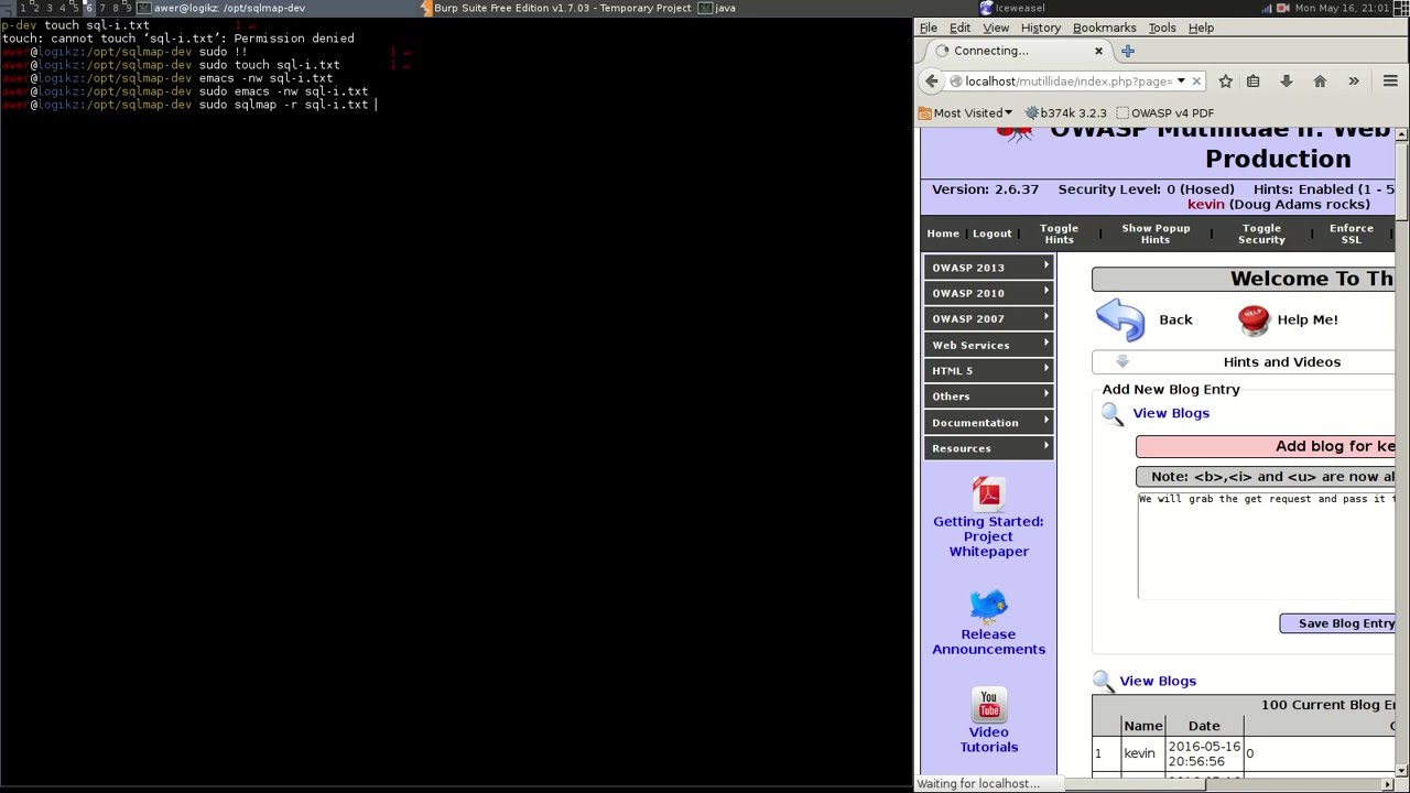 OWASP Multidae 2 Tutorials - 2013 - SQL INSERT Injection